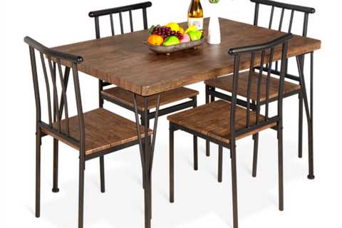 *HOT* 5-Piece Fashionable Metallic and Wooden Eating Desk Set with 4 Chairs solely $159.99 shipped..