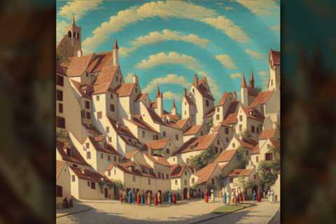 Funky AI-generated spiraling medieval village captivates social media